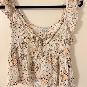 Patrons of Peace Cream and Orange Paisley Blouse